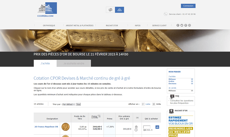 Achat d'or site Comptoir Change Opéra Comment acheter de l'or - Comptoir Change Opéra